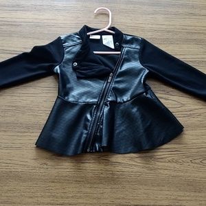 Black zip up faux leather jacket